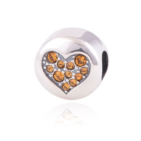 Prívesok na náramok "Orange Heart" 925 Šterlingové striebro