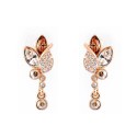 Pozlatené náušnice v tvare lístkov s kryštalmi SWAROVSKI