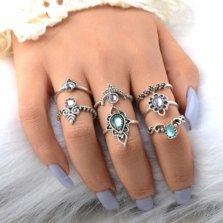 Sada prstienkov "Bohemian silver Shine"