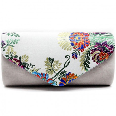 Spoločenská večerná kabelka - biela "Floral Clutch"