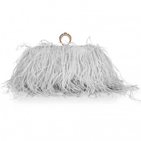 Luxusná večerná kabelka "Feather Dream - gray & gold"